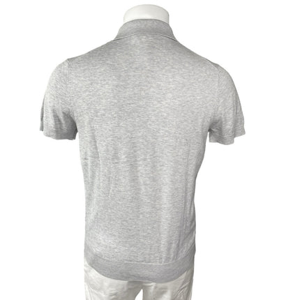 Suitsupply Men's Gray Silk Short Sleeve Golf Collared Polo Shirt Top Size M