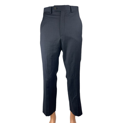 Tommy Hilfiger 100% Wool Mens Black High Waist Straight Trousers Dress Pants S