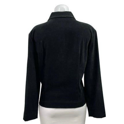 Briggs Women's Black Faux Suede Full Zip Long Sleeve Collared Coat Jacket Size 8