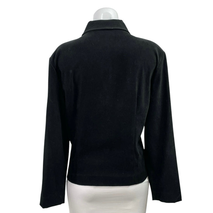Briggs Women's Black Faux Suede Full Zip Long Sleeve Collared Coat Jacket Size 8