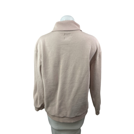 Academy Women's Beige Quarter Zip Collared Long Sleeve Sweatshirt Top Size XS