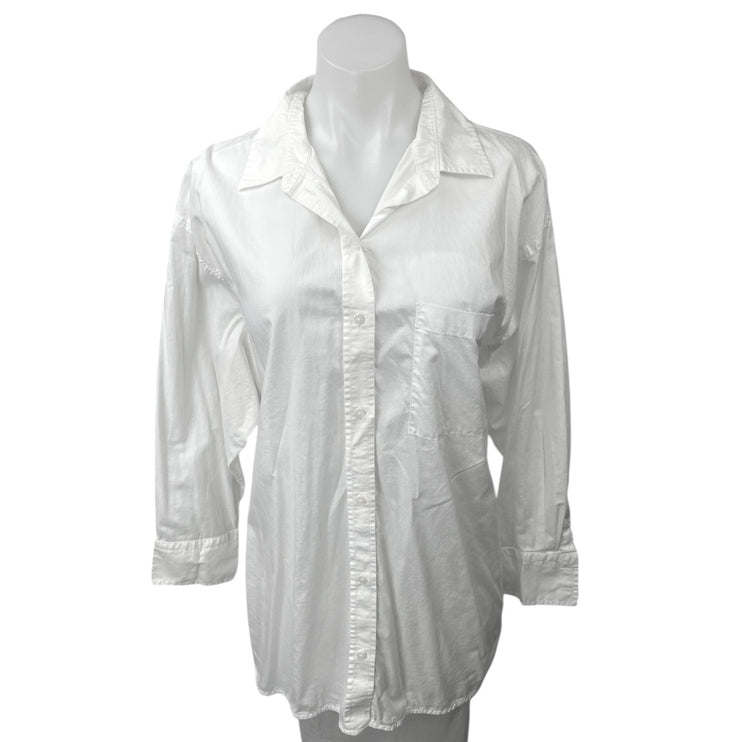 Everlane Women's White Button Down Collar Long Sleeve Shirt Blouse Top Size 16