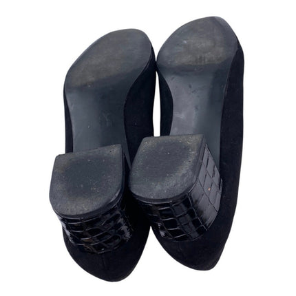 Ann Taylor Women's Black Suede Almond Toe Block Heel Slip On Pumps Shoes Sz 8.5