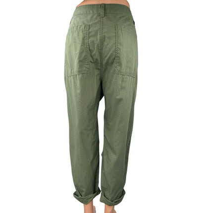 Banana Republic Olive Green Straight High Waist Distressed Windbreaker Pants 14