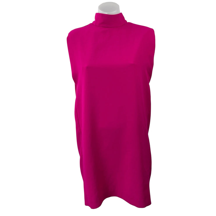 Zara Fuchsia Pink Sleeveless Shoulder Pads Turtleneck Mini Sweater Tank Dress S