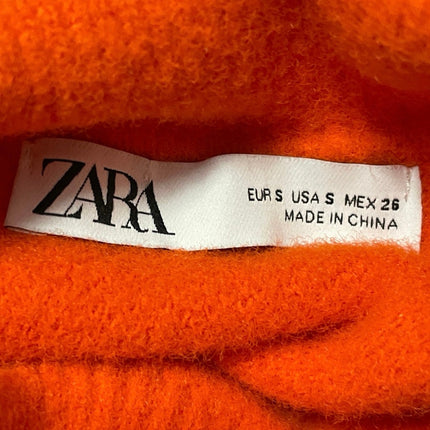 Zara Womens Orange Long Sleeves Ribbed Knit Mock Neck Pullover Sweater Top Sz S