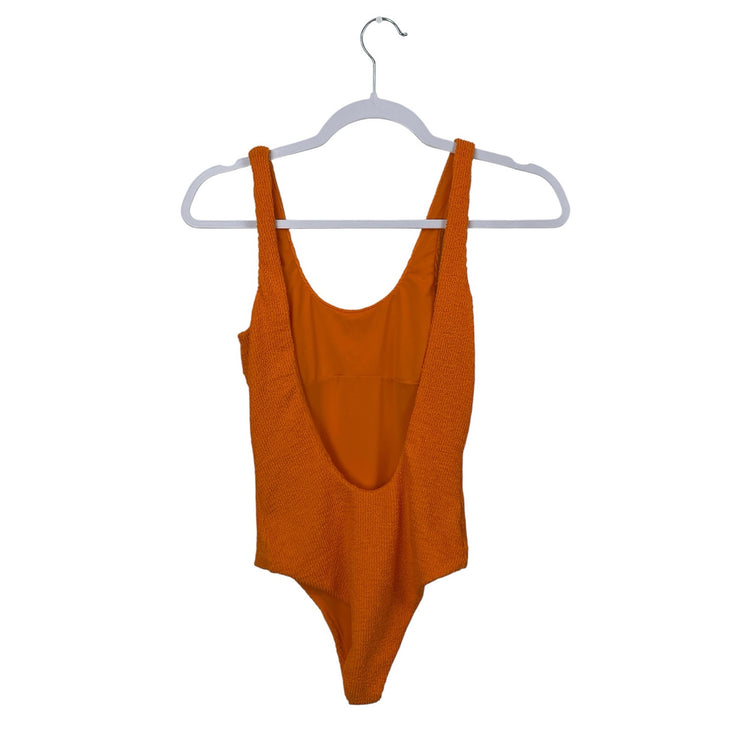 It's Now Cool Orange Coral Scoop Neck Open Back One Piece Swimsuit Swimwear XS