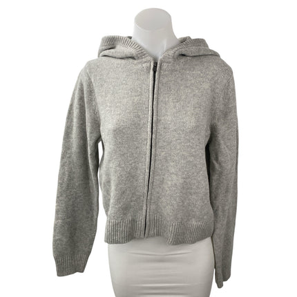 Gap Women's Gray Long Sleeve Knit Full Zip Hoodie Hooded Sweater Top Size M