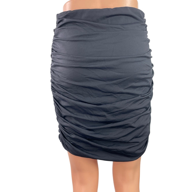 Aritzia Babaton Gehry Black Ruched Fitted Stretch High Waist Pencil Mini Skirt M