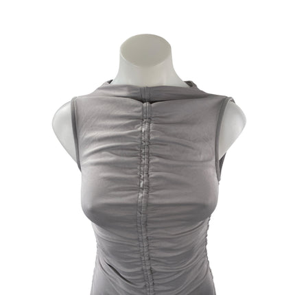H&M Women's Gray Ruched Sleeveless Mock Neck Tank Mini Bodycon Dress Size XS