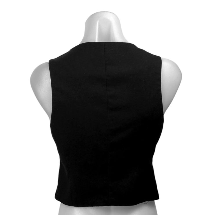 Stradivarius Women's Black Sleeveless V-neck Button Blazer Vest Tank Top Size S