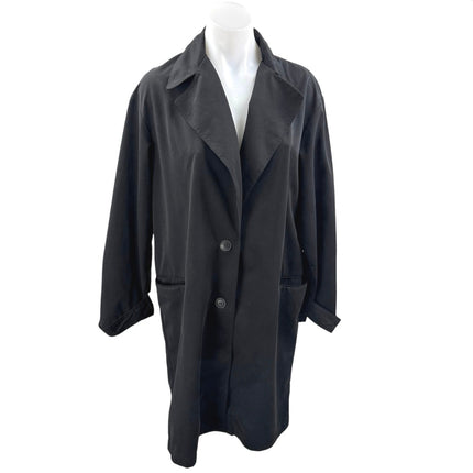 Zara Women's Black Long Sleeve Collared Button Up Trench Coat Jacket Size S