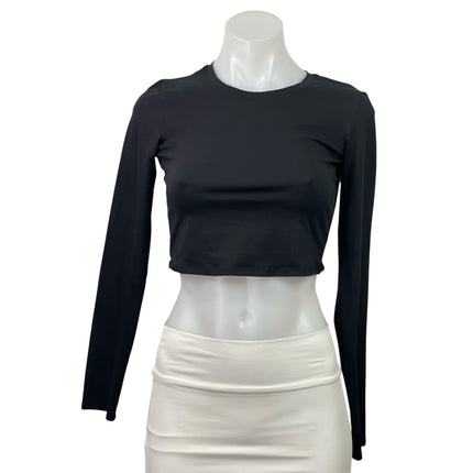 Alo Yoga Women's Black Crew Neck Long Sleeve Workout Athletic Crop Top Size S