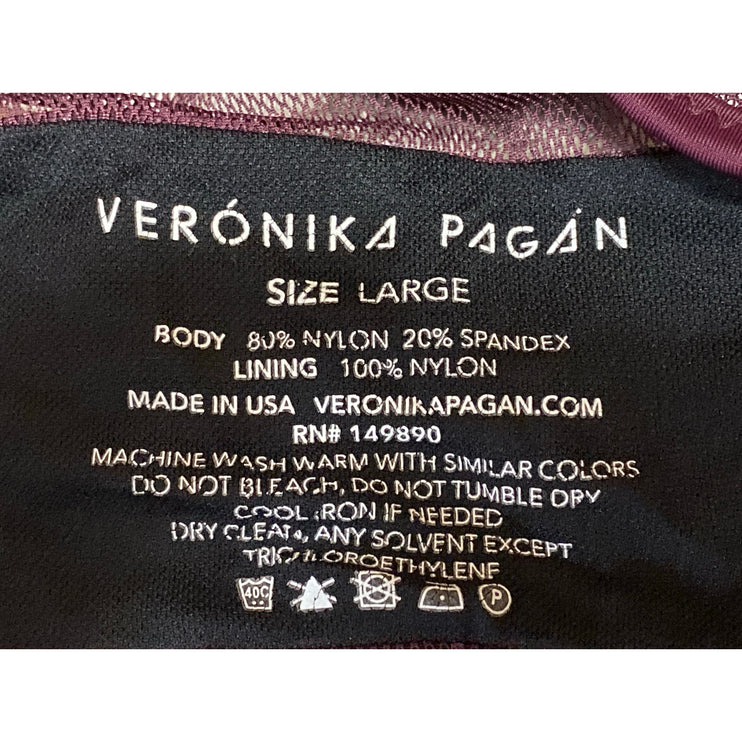 Veronica Pagan Red Burgundy Mesh Halter Bandeau Two Piece Bikini Set Swimwear L