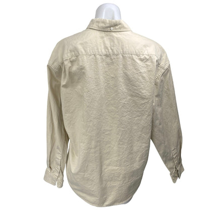 Supreme Women's Beige Cotton Long Sleeve Collared Button Down Shirt Top Size S