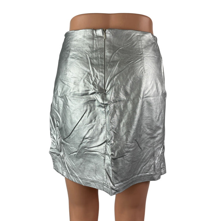 Bel Air Jackson Women's Silver Metallic High Waisted Pencil Mini Skirt Size S/M