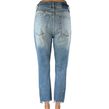 Abercrombie & Fitch Ultra High Rise Mom Blue Distressed Denim Jeans Size 27