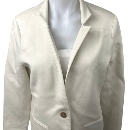 Jenni Kayne Women's White Linen One Button Collar Boy Blazer Coat Jacket Size XL