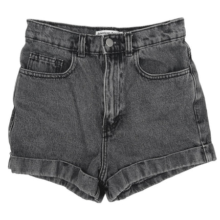 American Apparel Black Washed High Rise Casual Cuffed Denim Jean Shorts Size 26