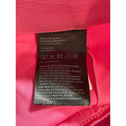 H&M Women's Pink High Rise Elastic Waist Slim Straight Trousers Pants Size 4