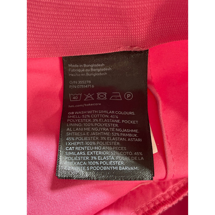 H&M Women's Pink High Rise Elastic Waist Slim Straight Trousers Pants Size 4
