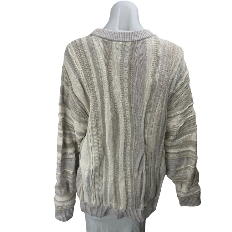 Abercrombie & Fitch Beige Striped Long Sleeve Crew Neck Sweater Top Size L