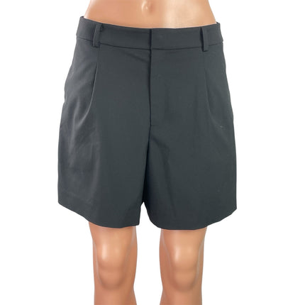 Uniqlo Smart Women's Black Pleated High Waisted Bermuda Chino Shorts Size M