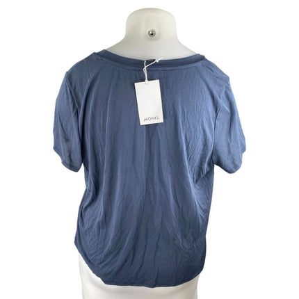 NEW Monki Women's Blue Crewneck Short Sleeve Casual Crop Tee T-shirt Top Sz XXL