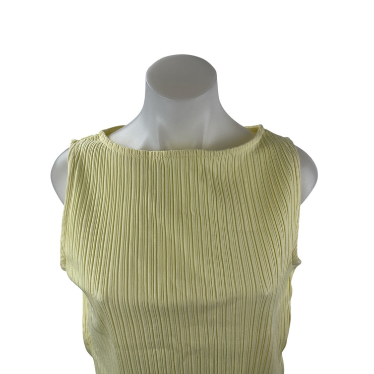NEW Madewell Women's Yellow Plisse Sleeveless Pleated Tank Blouse Top Size M