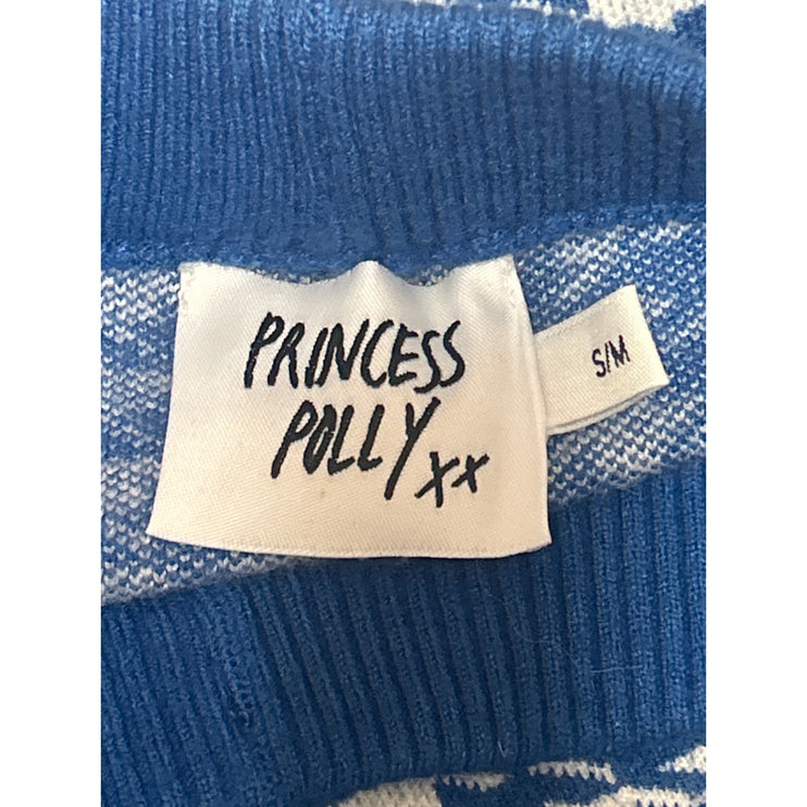 Princess Polly Blue Houndstooth Gingham High Waist Knit Biker Shorts Size S/M