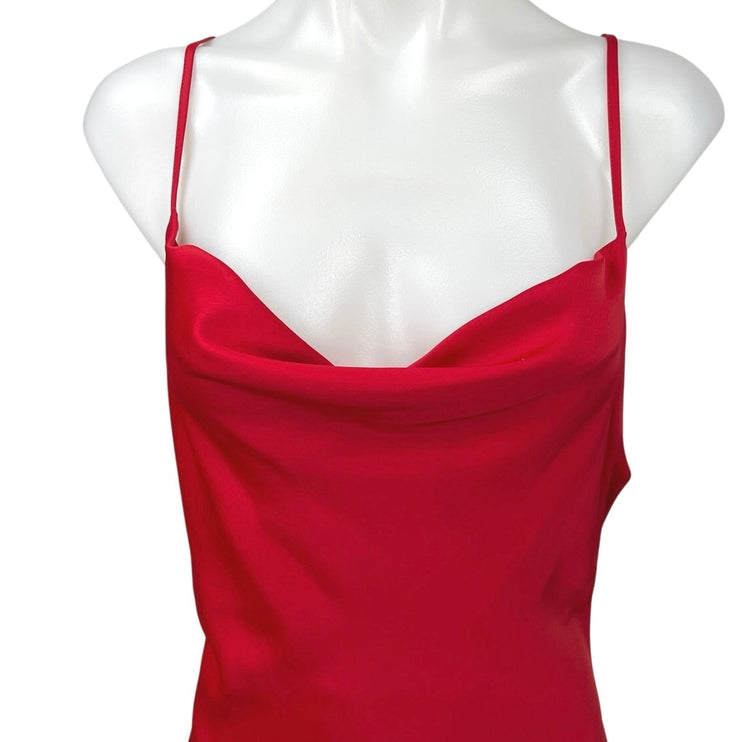 Urban Outfitters Red Silk Satin Cowl Neck Cami Camisole Mini Slip Tank Dress M