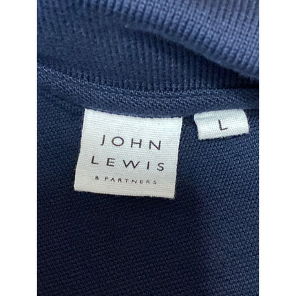 John Lewis Men's Navy Blue Short Sleeve Knit Golf Casual Polo Shirt Top Size L