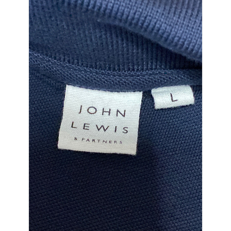 John Lewis Men's Navy Blue Short Sleeve Knit Golf Casual Polo Shirt Top Size L