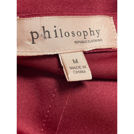 Philosophy Women's Red Faux Leather Suede Vegan Button Up Overcoat Jacket Size M