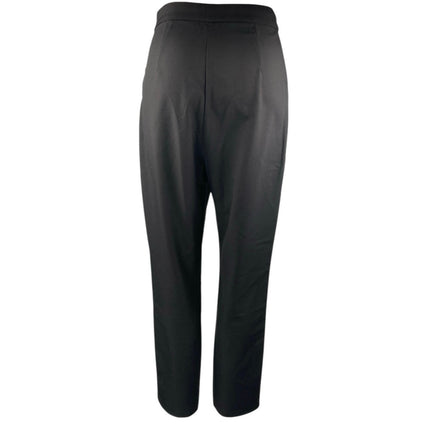 Lulus Women's Black Straight Tapered Leg High Waist Zip Trousers Dress Pants S