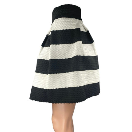 Xhilaration Womens Black White Textured Striped Pleated Mini A-Line Skirt Size S