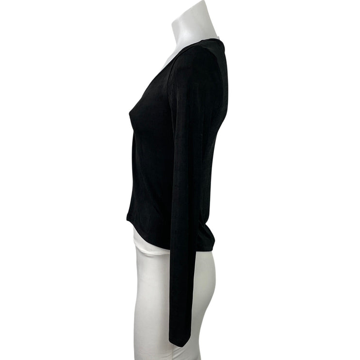 Princess Polly Women's Black Long Sleeve Ring Open Cardigan Crop Top Size 6