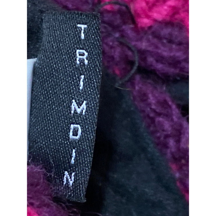 Trimdin Women's Pink Floral Wool Finger Warmer Knitted Winter Gloves One Size