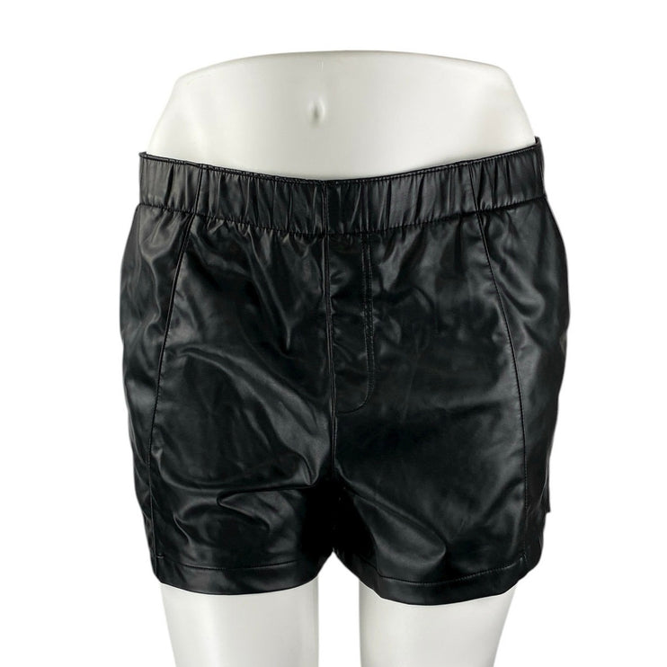 Abercrombie & Fitch Women's Black Faux Leather Vegan Casual Mini Shorts Size L