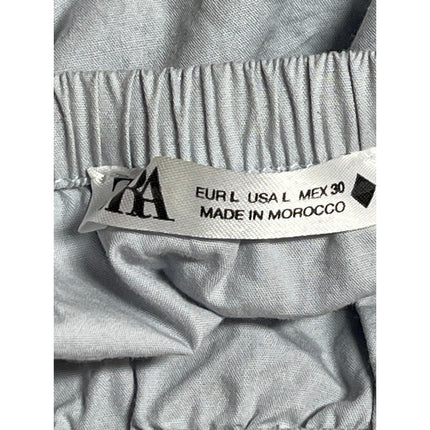 Zara Womens Gray Drawstring Elastic Waist Button Down Mini A-Line Skirt Size L