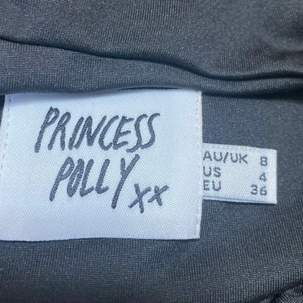 Princess Polly Black Sleeveless Halter Tie Ruched Cutout Mini Bodycon Dress Sz 4