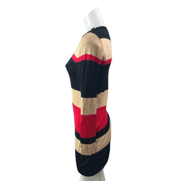 Marks & Spencer Multicolor Knit Striped Long Sleeve Mini Bodycon Sweater Dress S