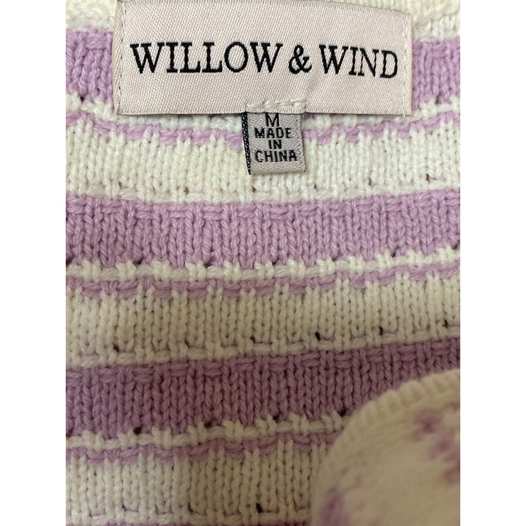 Willow & Wind Purple Lilac Striped Crop Tank Top Cardigan 2 Piece Set Size M