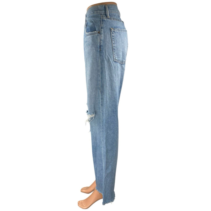 GRLFRND Bella Blue Low Rise Boyfriend Wide Leg Distressed Denim Jeans Pants 26