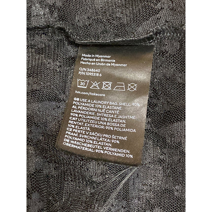 H&M Divided Women's Black Butterfy Lace V-neck Long Sleeve Sheer Crop Top Sz XL