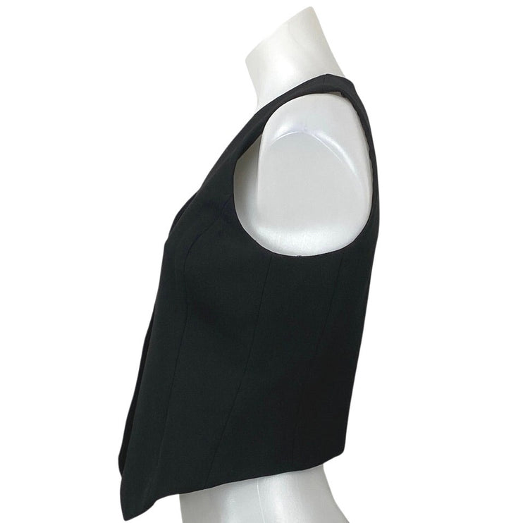 Aritzia Babaton Deniro Womens Black Sleeveless Button Tank Sweater Vest Top 2