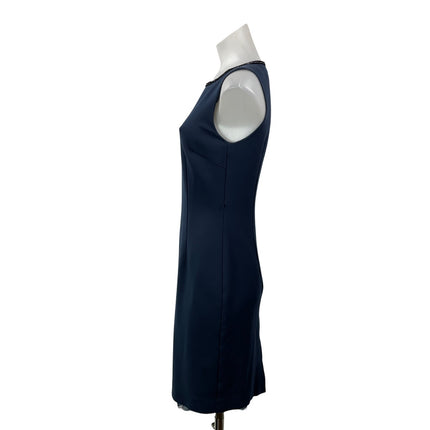 Trina Turk Blue Sleeveless Beaded Embellished Neck Line Mini Sheath Dress Size S