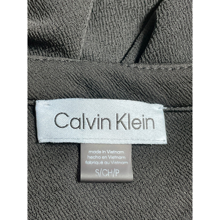 Calvin Klein Women's Gray Short Flutter Sleeve V Neck Shirt Blouse Top Size S