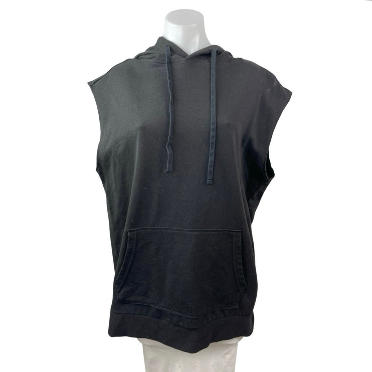 No Boundaries Women's Black Sleeveless Hoodie Hooded Oversized Sweatshirt Top L