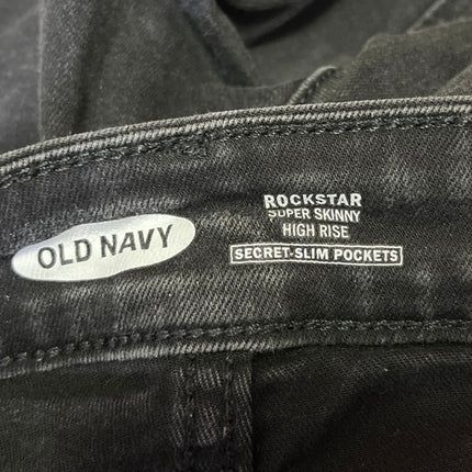 Old Navy Rockstar Black Super Skinny High Rise Distressed Denim Jeans Pants Sz 4